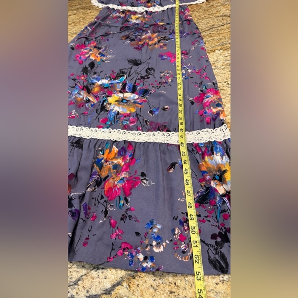 Umgee Maxi Off Shoulder Purple Floral Dress Size Small - Picture 9 of 9